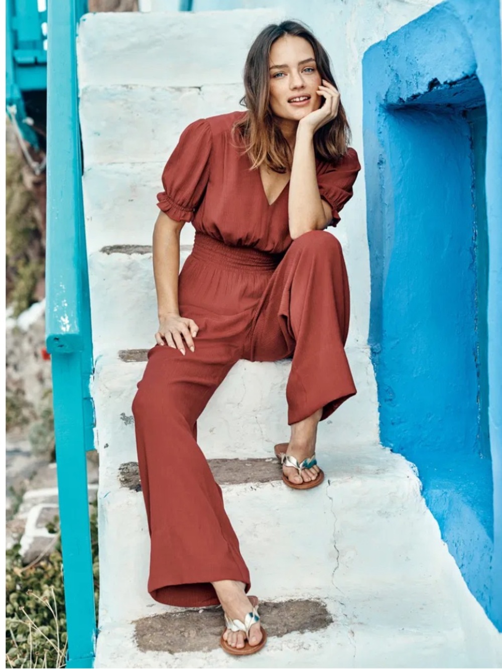 Boden Jasmine Jumpsuit In Rust Orange